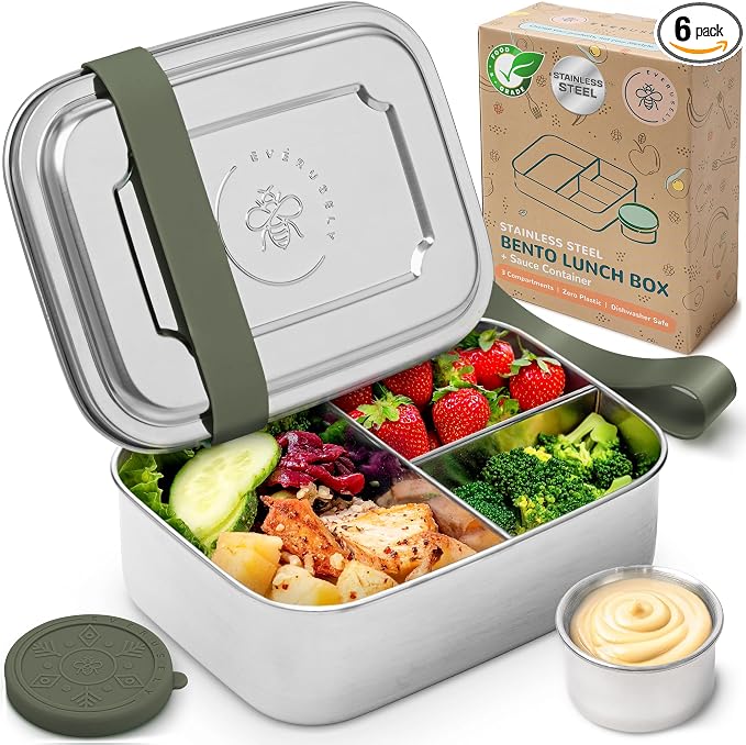 Everusely - Bento Box - Sage, 37oz / 1.1 L - Stainless Steel Lunch Box - 3 by Everusely