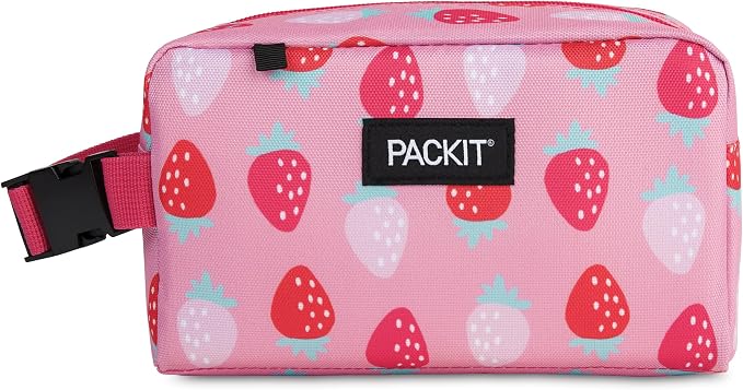 PackIt Freezable Snack Box, Sweet Strawberry, Built by PackIt