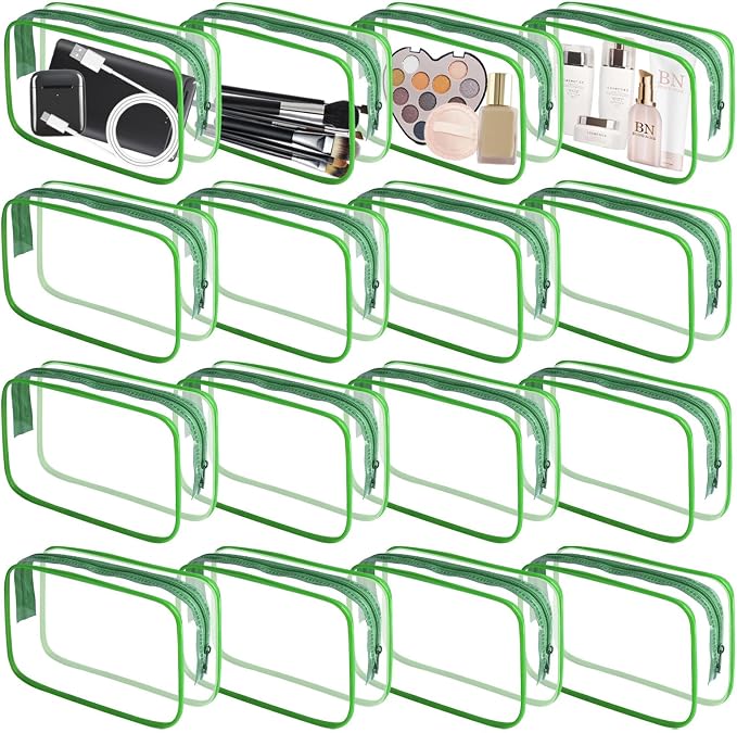 16 Pieces Clear Makeup Bag PVC Zippered Clear Toiletry Carry Pouch Portable by YedsIntu