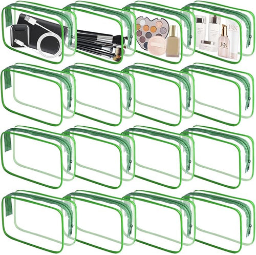 16 Pieces Clear Makeup Bag PVC Zippered Clear Toiletry Carry Pouch Portable by YedsIntu