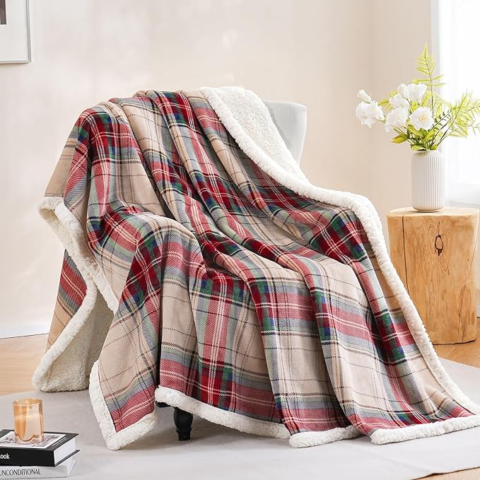 PU MEI Sherpa Fleece Throw Blanket 80" x 90" Reversible Plush Fluffy Large Big by HOME