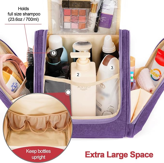 Travel Hanging Toiletry Bag for Women and Men, 6 Organizer Compartments - Image 3