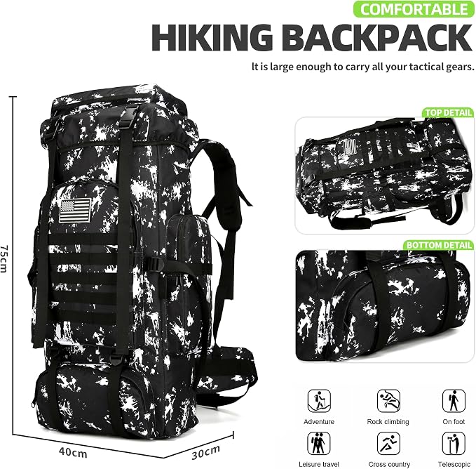 King'sGuard 70L Camping Hiking Backpack Tactical Backpack Military Molle - Image 3