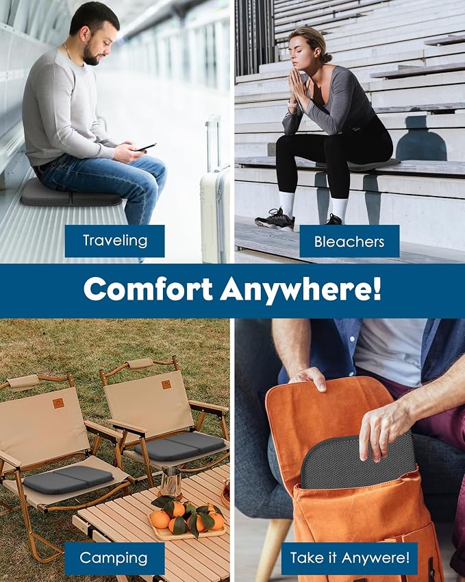 Gel Travel Seat Cushion, Portable Airplane Seat Cushion, 14.5" x 10.5" Thick & - Image 6