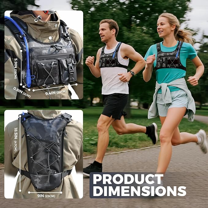USA Original Patent Running Hydration Vest Backpack, Lightweight Chest Pack - Image 6