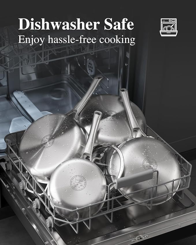 Stainless Steel Cookware Set, Tir-Ply Pots and Pans Set, PFOA Free, Frying Pans - Image 4