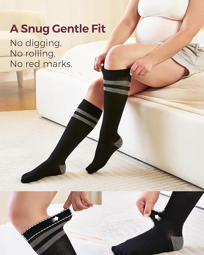 Momcozy Compression Socks for Women Wide Calf, 15-20mmHg Knee High Support - Image 3