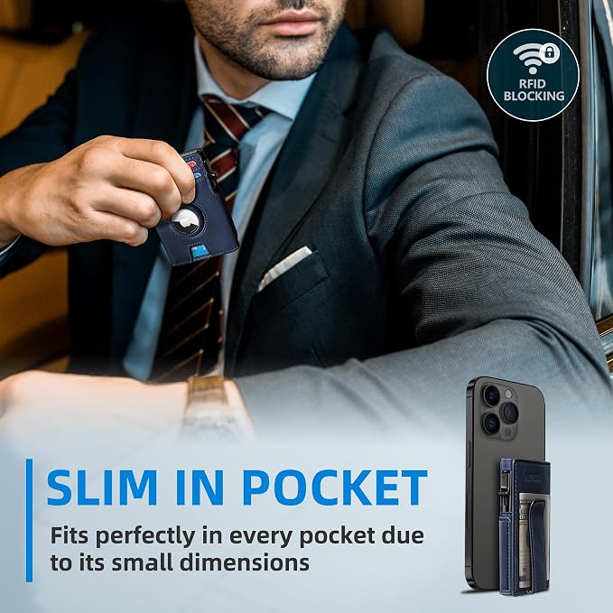 Airtag Wallet for Men, with Money Clip 10 Cards Metal Case Smart Slim Pop Up - Image 6