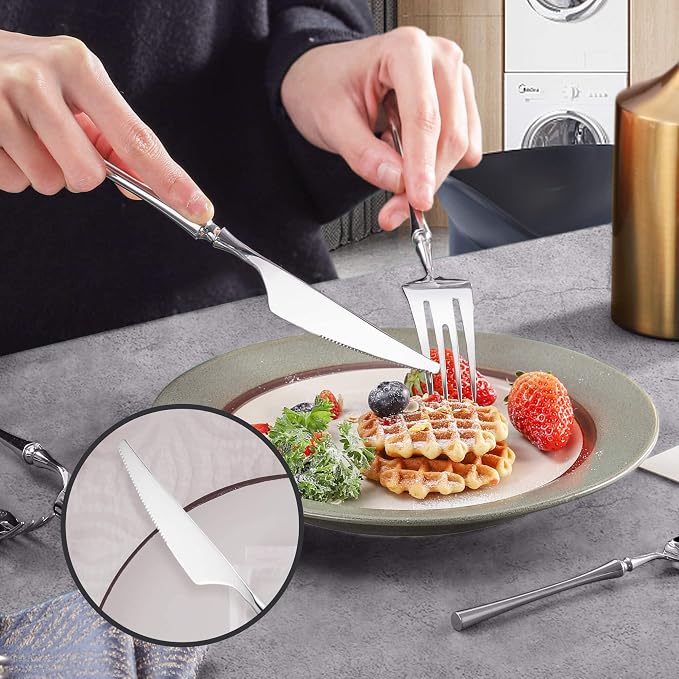 24-Piece Silverware Set for 6, Modern 18/10 Stainless Steel Flatware Set - Image 6