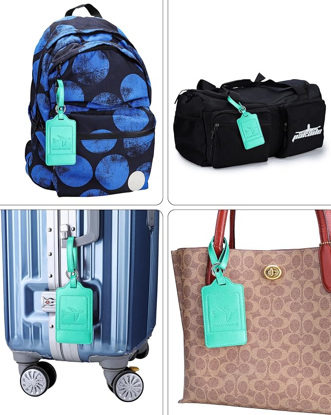 Teskyer Luggage Tags, 3 Pack Premium PU Leather Luggage Tags Privacy Protection - Image 6