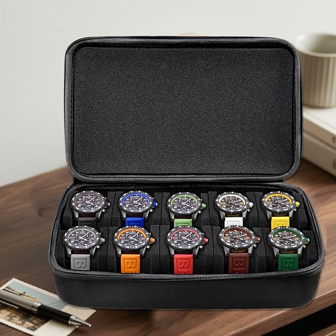 Juntan 10 Slots Hard Watch Travel Case, Portable Nylon Zipper Storage Organizer - Image 6