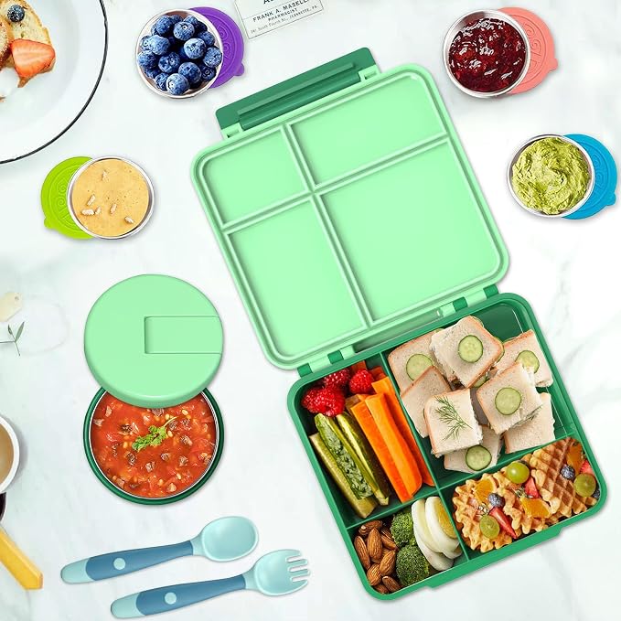 Kids Bento Lunch Box with 8oz Soup Thermo, Kids Leakproof Lunch Food Containers - Image 6
