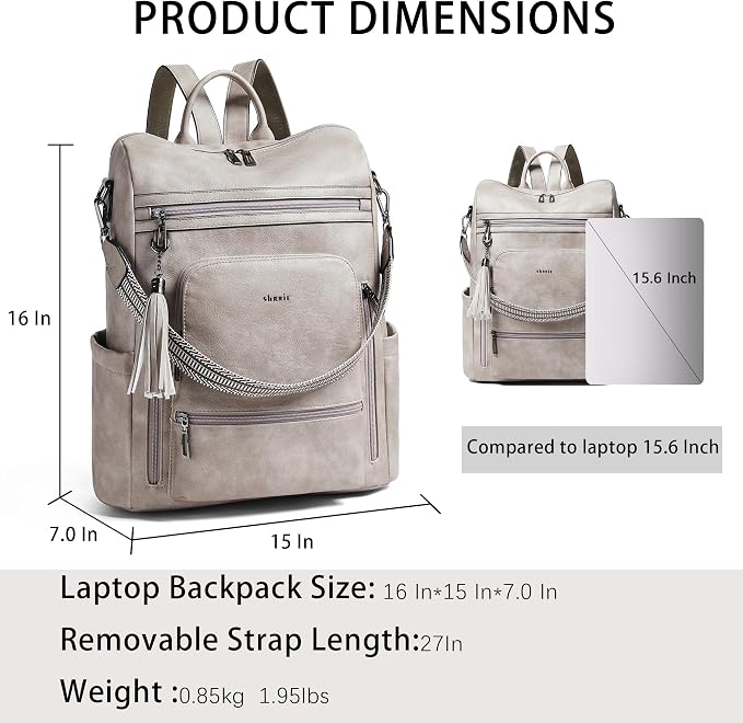 Shrrie Vegan Leather Laptop Backpack - Image 3