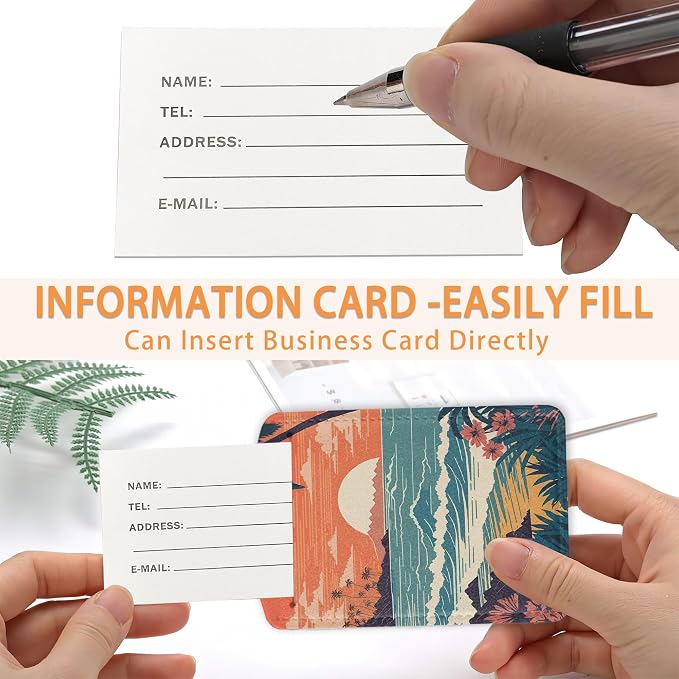 2 Pcs Luggage Tags for Suitcase, Tropical Palm Ocean Landscape Vintage Luggage - Image 4