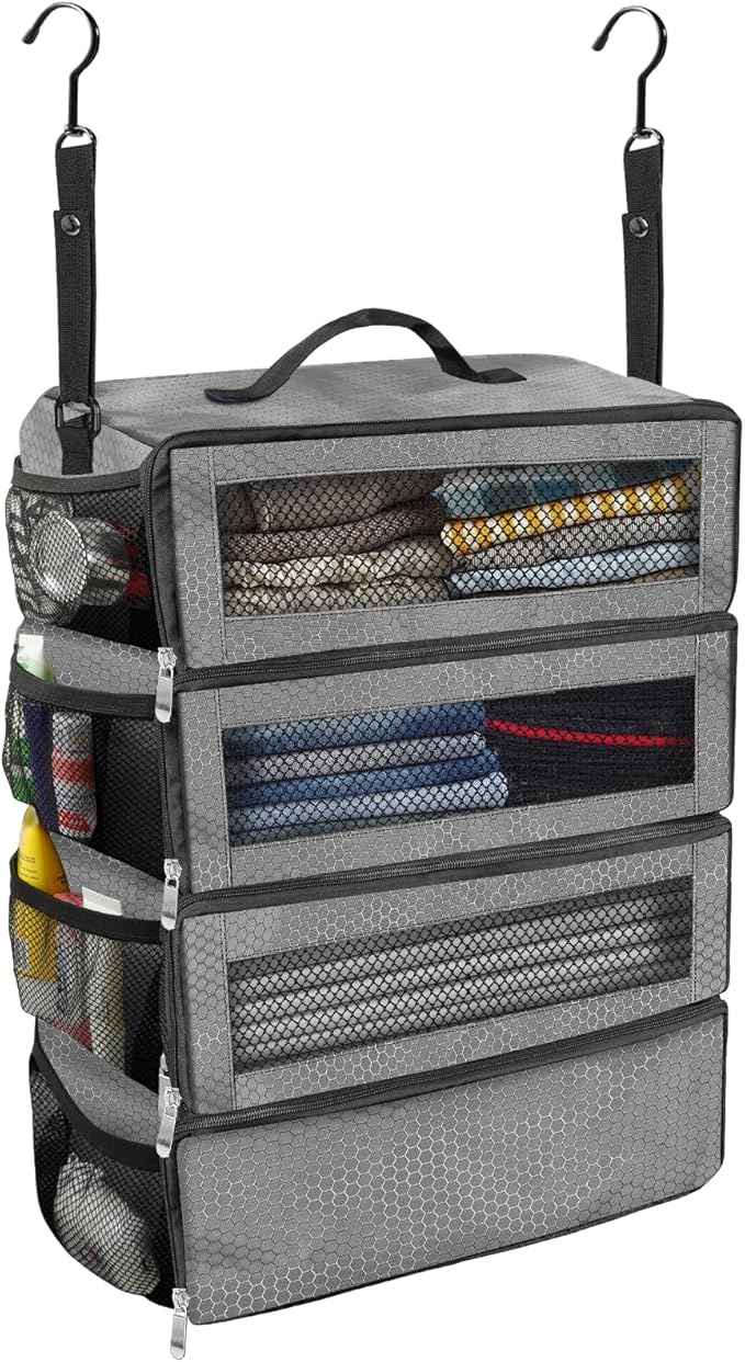 Suitcase Organizer, Travel Luggage Organizer Portable Hanging Travel Shelves by Unknown