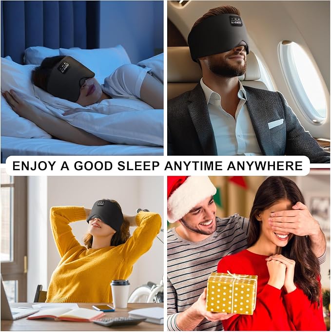 LC-dolida Sleep Mask with Bluetooth Headphones, Ice Silk Sleep Headphones with - Image 8