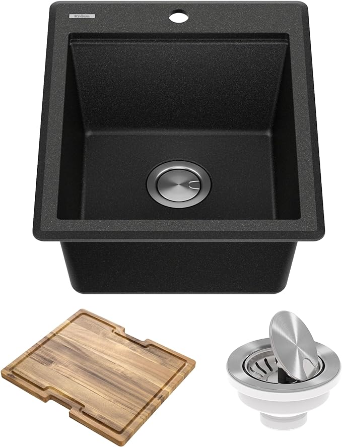 KRAUS Bellucci 18-inch Granite Workstation Drop In Top Mount Single Bowl by KRAUS