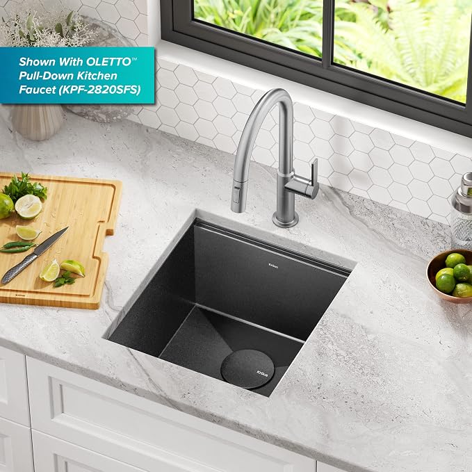 KRAUS Kore Workstation 17-inch Undermount 16 Gauge Black Stainless Kitchen Sink - Image 2