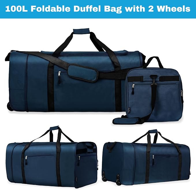 Finnhomy 100L Foldable Rolling Duffel Bag - Image 3