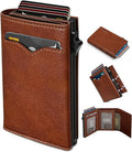 Wallet for Men, with Cash Pocket 2 ID Window 9-13 Cards, Metal Case Smart Slim by Miyozi