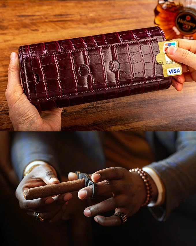 MR.OKAY 3 Watch Travel Case-Classic Leather Watch Case - Image 5