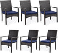 PHI VILLA Outdoor Rattan Dining Chairs Set of 6, Modern Wicker Armchair by PHIVILLAThepioneerofcomfortablehouseholdsupplies
