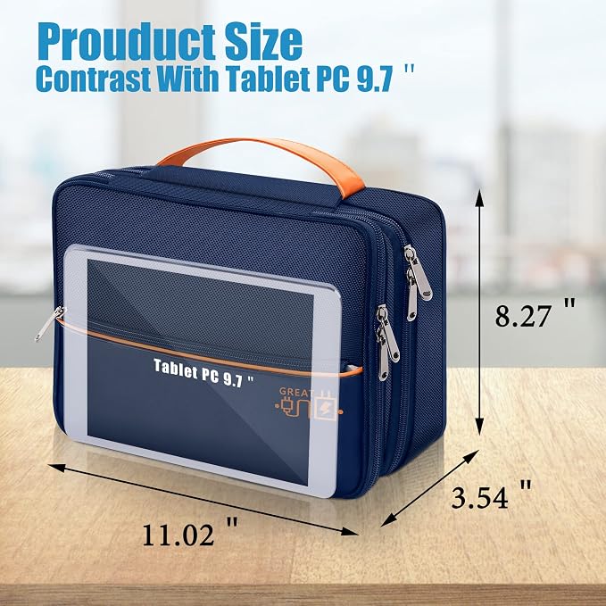 SELLYFELLY Electronics Travel Organizer, Double Layer Cable Organizer Bag - Image 2