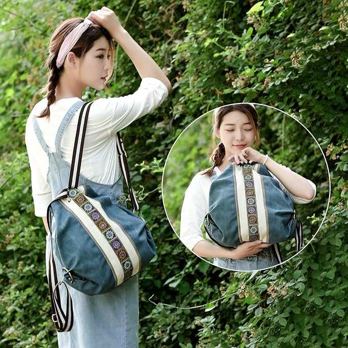 Goodhan Women Canvas Backpack Daypack Casual Shoulder Bag, Vintage Heavy-duty - Image 7