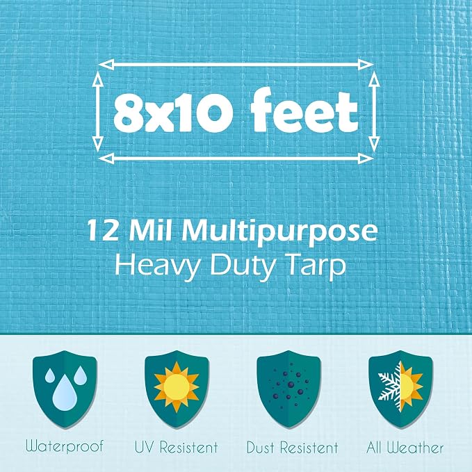 Tarps Heavy Duty Waterproof 8x10-12 mil Thick Camping Tent - Image 2