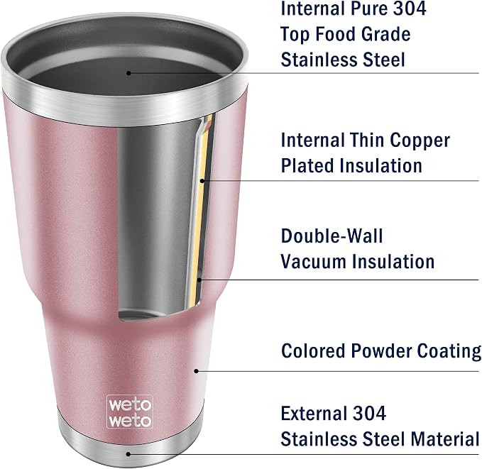 WETOWETO 30 oz Tumbler Stainless Steel Vacuum Insulated Coffee Cup - Image 5