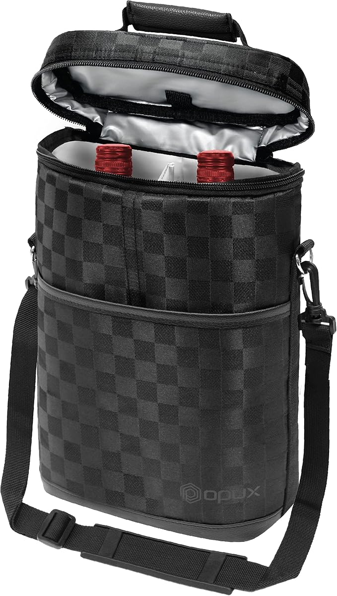 opux 2 Bottle Wine Carrier Tote, Insulated Leakproof Wine Cooler Bag, Wine by OPUX
