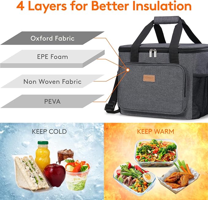 Lifewit Large Lunch Bag Insulated Lunch Box Soft Cooler Cooling Tote - Image 2