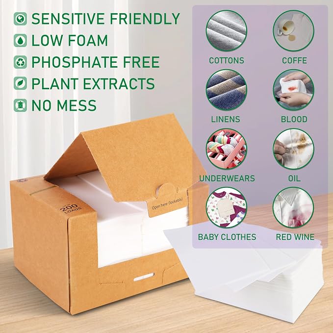 Freelivity Laundry Detergent Sheets, 200 Sheets Fresh Linen Scent - Image 2
