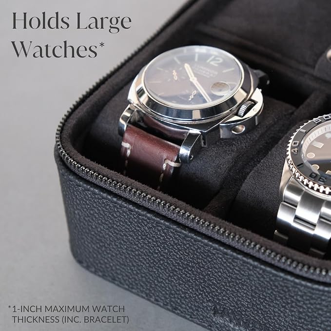 TAWBURY 3 Slot Watch Case Plus Storage – Luxury Leather Watch Travel Case - Image 5