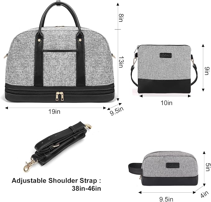 Weekender Bag for Women Canvas Overnight Bag Large Travel Tote Bag Carry on - Image 6
