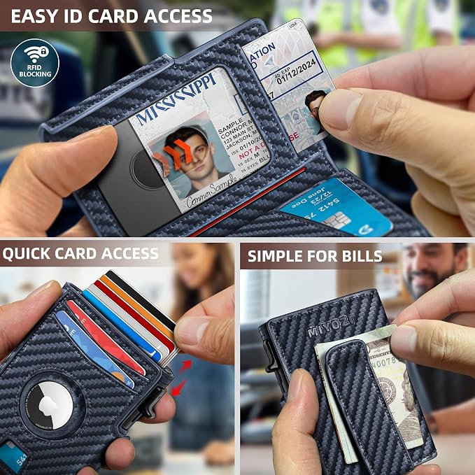 Airtag Wallet for Men, with Money Clip 10 Cards Metal Case Smart Slim Pop Up - Image 5