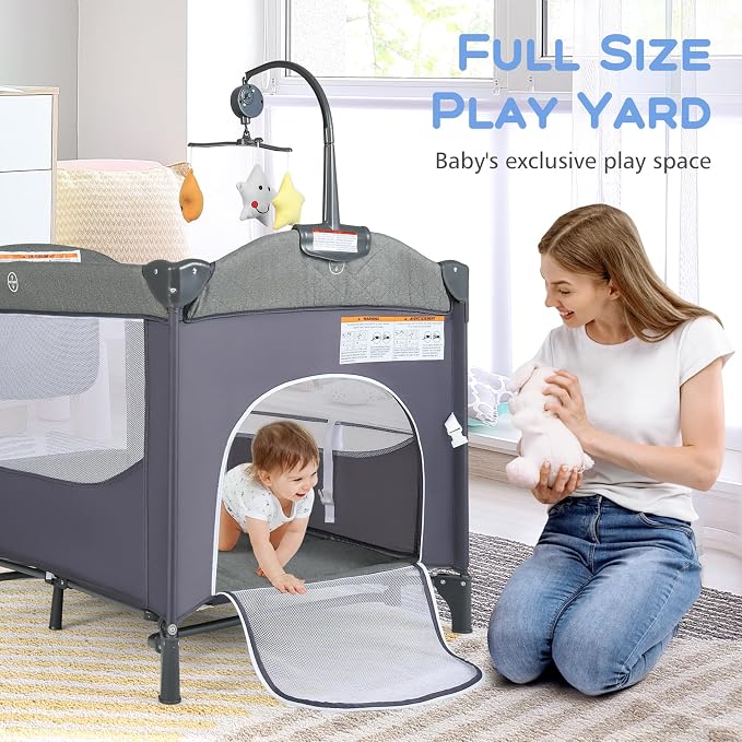 INFANS Pack and Play, 5 in 1 Baby Bedside Sleeper - Image 5