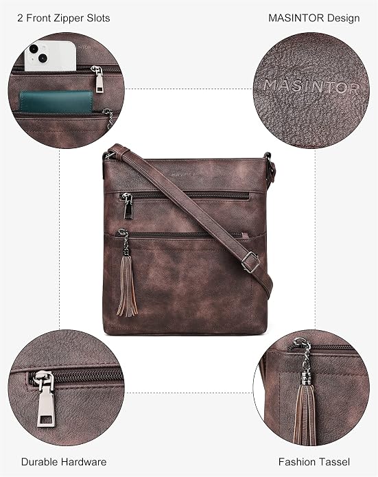 MASINTOR Crossbody Purses for Women, Adjustable Strap Shoulder Bag - Image 6