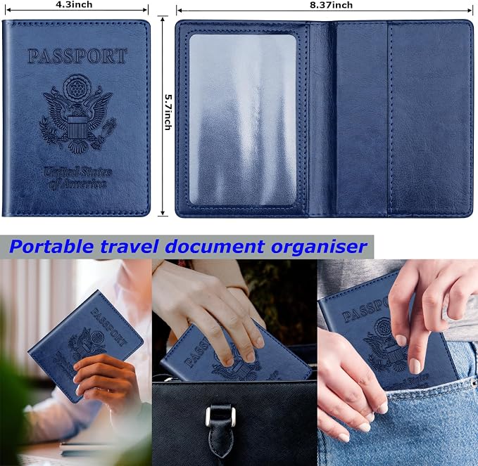 Herain Black & Dark Blue Passport Holder - Image 2