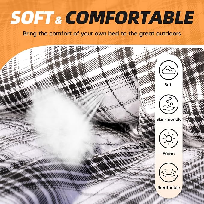 MEREZA Flannel Sleeping Bag for Adults XL, Large Wide Sleeping Bags for Camping - Image 4