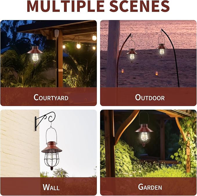 2 Pack Solar Lanterns Outdoor Waterproof Hanging Solar Lights - Image 5