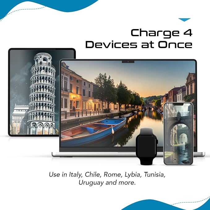 Ceptics Chile, Italy Travel Plug Adapter Set, Chile plug adapter USB-USB-C 20W - Image 8