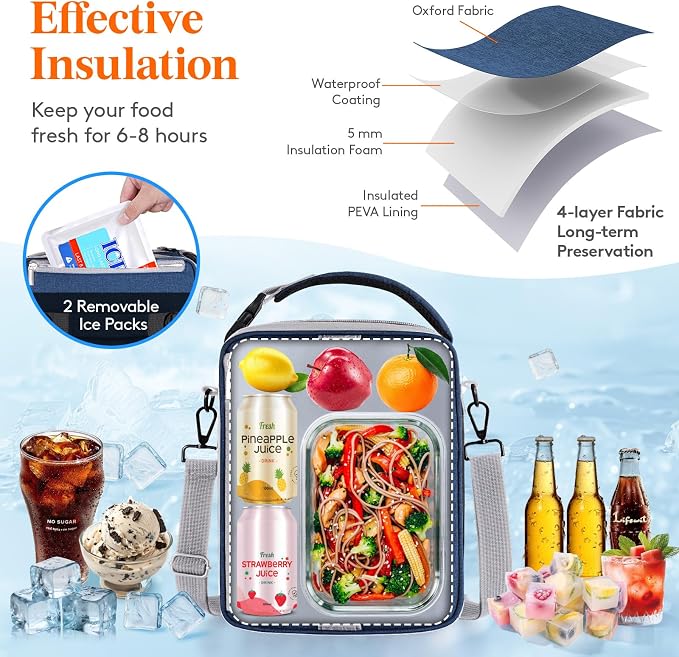Lifewit Insulated Lunch Box for Men, Expandable Cooler Bag, Freezable Lunch Bag - Image 2