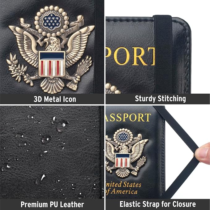 Coowayze Passport Holder Cover for Women Men, Leather US Passport Wallet Case - Image 5
