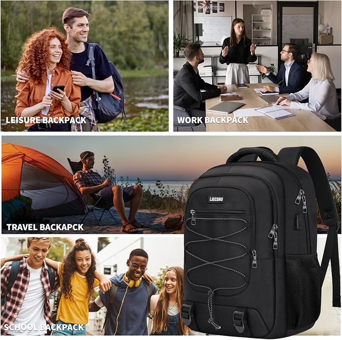 Black Backpack for Men, Backpack for School, School Backpacks for Boys Teens - Image 6