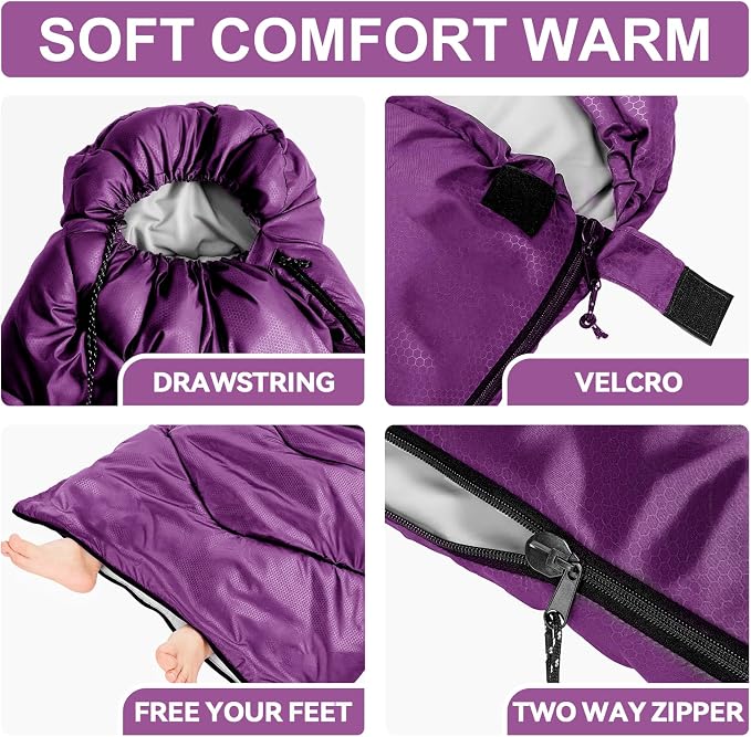 Sleeping Bags for Adults Cold Weather, Waterproof, Lightweight Camping Sleeping - Image 6