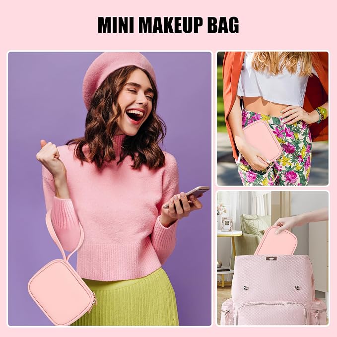 Relavel Mini Makeup Bag with Led Mirror, Small Cosmetic Bag with 3 Light Modes - Image 5