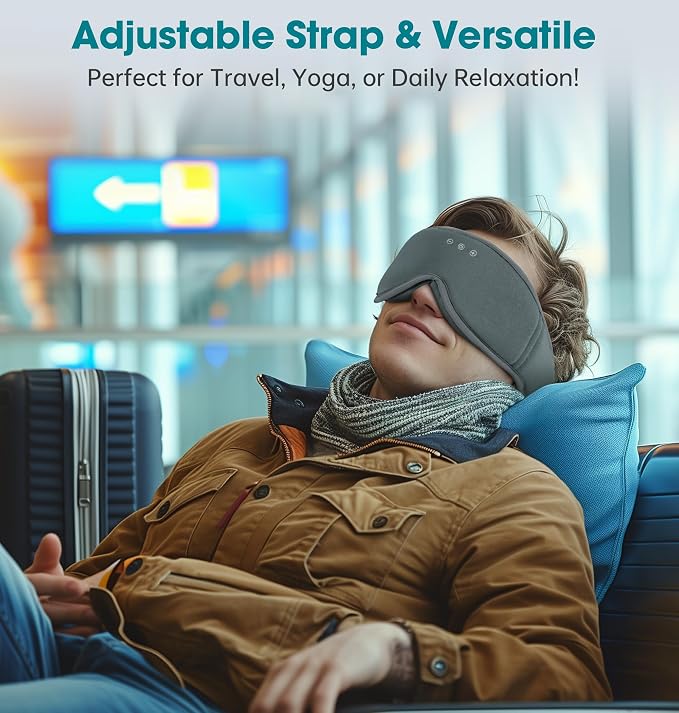 Sleep Mask with Headphones Bluetooth 5.4，LC-dolida 2025 New 3D Bluetooth Sleep - Image 7