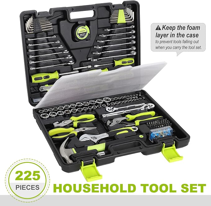 FASTPRO 225-Piece Household Tool Set, SAE & Metric Mechanics Hand Tool Set - Image 7