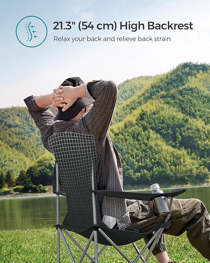 SONGMICS 2 Pack Folding Camping Chairs, Load 330 lb, Cup Holder and High - Image 4